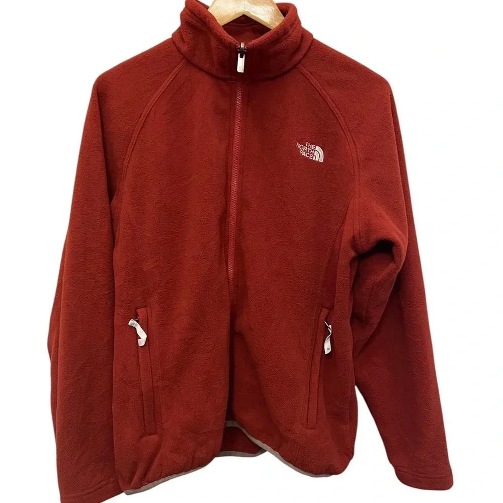 The North Face Pumori Fleece Jacket Womens Sz Med Red Orange Coat Full Zip Up